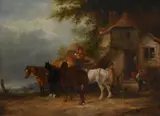 A halt at an inn Signed and dated William Shayer 1871 by William Shayer, Oil on canvas, sold Mar 2024