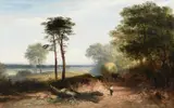 Landscape with a haycart on a wooded track Signed and dated A by Aaron Edwin Penley, Oil on canvas, sold Mar 2024