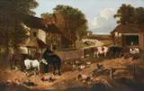 A farmyard with horses by John Frederick Herring Jnr, Oil on canvas, sold Mar 2024