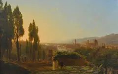 View of Florence with the Duomo in the by Louise-Joséphine Sarazin de Belmont, Oil on canvas, sold Mar 2024