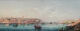 View of the Grand Harbour by Luigi Galea, Oil on board, sold Mar 2024