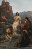 Study for Jephthah's Vow: In the Wilderness Oil by Edwin Longsden Long, Oil on canvas, sold Mar 2024
