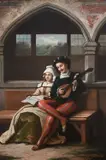 The musicians Oil by L Keupens, Oil on panel, sold Mar 2024