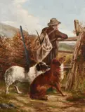 The poacher Signed with monogram by Charles Bilger Spalding, Oil on board, sold Mar 2024