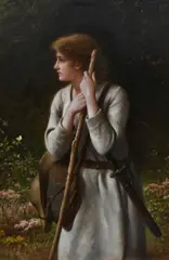 A shepherd girl in the forest Signed with initials and dated FJW/ by Francis John Wyburd, Oil on canvas, sold Mar 2024