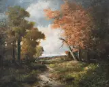 Fishing the stream Signed and dated C L Lockton/1923 by C.L. Lockton, Oil on canvas, offered Mar 2024