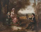 Sitting for a portrait Signed T by Thomas Kent Pelham, Oil on canvas, sold Mar 2024