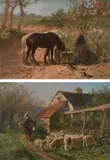 Watering the horses by Leon Georges Calves, oil on canvas, offered Mar 2024