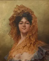 A young beauty Signed with monogram and dated 1899 by Alfred Augustus Glendening, Jr., 1899, Oil on canvas, sold Mar 2024