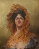 A young beauty Signed with monogram and dated 1899 by Alfred Augustus Glendening, Jr., 1899, Oil on canvas, sold Mar 2024