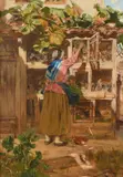 Feeding the rabbits Signed Menta by Édouard Mentha, Oil on canvas, offered Mar 2024