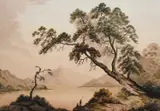View of Ullswater with fishermen on the bank Pen and ink with by William Payne, Pen and ink with watercolour, sold Mar 2024