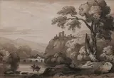 View of Barnard Castle by James Robertson, Pen and brown ink, with brown wash, sold Mar 2024