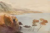 View of Cogoleto by Edward Lear, Pen and brown ink, and watercolour, sold Mar 2024