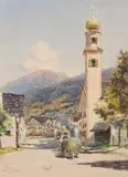 View of Matrei am Brenner by William Wiehe Collins, Watercolour heightened with white, offered Mar 2024