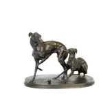 bronze model of two Whippets playing with a ball Group de deux levrettes jouant à la boulle by Pierre-Jules Mêne, bronze, sold Sep 2014