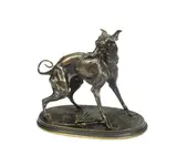 bronze model of an Italian greyhound with a fan  Lévrier A L'Eventail (Plock) by Pierre-Jules Mêne, bronze, sold Sep 2014