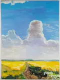 Shiskin Landscape And Car by Leonid Sokov, oil on canvas, sold Jul 2025