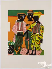 Conjunction by Romare Bearden, 1979, color lithograph, sold Jul 2025