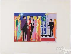 and paint on board Night People- Study #3 by Giancarlo Impiglia, 1986, crayon, sold Jul 2025