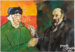 Van Gogh And Cezanne by Leonid Sokov, oil on canvas, sold Jul 2025