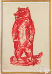 Bear On Top Of The USSR by Leonid Sokov, ink and crayon on paper, sold Jul 2025