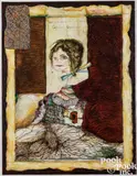 /ink and embossing on paper De La Serie "La Infinita Caravana by Leslie Diaz de Sardinas, 1998, watercolor, sold Jul 2025