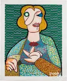 in colors and collage on canvas La profetessa Deborah by Enrico Baj, 1972, screenprint, sold Jul 2025