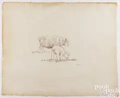 Two Fat Lambs by Henry Moore, 1974, original lithograph, sold Jul 2025