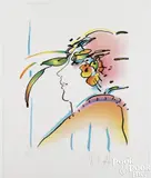 Lady With Feathers by Peter Max, 1979, color lithograph, sold Jul 2025