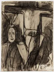 drawing Still Life by Robert De Niro Sr., 1960, charcoal, sold Jul 2025
