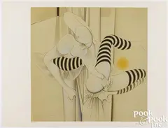 Les Bas Reyes from An American Portrait 1776-1976 by Hans Bellmer, 1974, color lithograph, sold Jul 2025