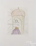 with drypoint and pochoir in colors The Museum of Genius and Whim by Salvador Dalí, 1974, etching, sold Jul 2025