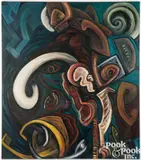 Tribhanga by Marilla Palmer, 1985, oil on canvas, sold Jul 2025