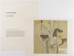 Les Bas Reyes from An American Portrait 1776-1976 by Hans Bellmer, 1974, color lithograph, sold Jul 2025