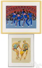 Harlem Globetrotters by Oscar De Mejo, 1979, serigraph, sold Jul 2025