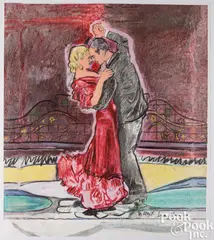 Fred and Ginger by Larry Rivers, 1999, color lithograph on paper, sold Jul 2025
