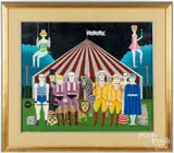 circus scene by Shigeo Okumura, oil on canvas, sold Jun 2025