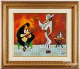 of figure dancing by Xavier Cugat, oil on canvas, sold Jun 2025