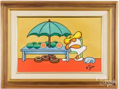 watermelon vendor by Xavier Cugat, oil on canvas, sold Jun 2025