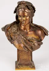 bust La Pensee by Gustave Michel, bronze, sold Jun 2025