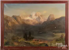 western mountain landscape by Albert Bierstadt, oil on canvas, sold Jun 2025