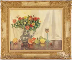 still life by Johann Berthelsen, oil on canvas, sold Jun 2025
