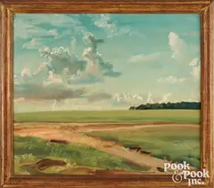 landscape by Alfred Munnings, oil on board, sold May 2025