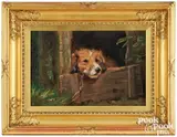 of a dog at rest by William Luker Jr, oil on panel, sold May 2025