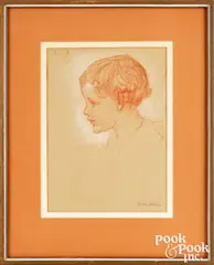 study of a child by Violet Oakley, chalk, sold May 2025