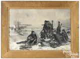 Civil War illustration depicting Christmas on the Rappahannock by Gilbert Gaul, oil on canvas, sold May 2025