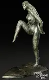 figure of a woman with raised leg by Agnes Yarnall, bronze, sold May 2025