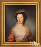 portrait of Esther Bowes Cox (1740-1814) of Philadelphia by Charles Willson Peale, oil on canvas, sold May 2025