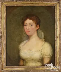 portrait of a young woman by Gilbert Stuart, oil on canvas, sold May 2025